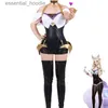 cosplay Trajes de Anime KDA Ahri role-playing traz um uniforme de role-playing de nove caudas para meninas Ahri vestido de uma peça Lolita conjunto completo de terno justo C24321