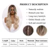 Peruker easihair ombre brunt ljus blond platina lång vågig mittdel hår peruk cosplay naturlig värmebeständig syntetisk peruk för kvinnor