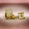 Unisex Mannen Vrouwen Oorbellen Studs Geel Wit Vergulde Fonkelende CZ Gesimuleerde Diamd Oorbellen Voor Mannen Vrouwen g1Mh #