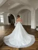 Romantic Off Shoulder Sleeves A-Line Wedding Dress Luxurious Beading Appliques Lace Bridal Gowns embroidered With Delicate Tulle