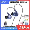 Cell Phone Earphones Letshuoer S12 PRO Earphone Bass Magnetic Flat Driver IEM HiFi Earphone Silver Plated Copper Cable 3-in-1 Plug DZ4 Triple Q240321