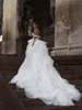 Robes De Mariée Sirène Illusion avec Train Détachable Hors De L'épaule Perles Castl Robe De Mariée De Mariage Personnalisé Robes De Novia