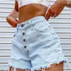 Kvinnors jeans plus size jean shorts blå tryckta ögon graffiti rip hål rumpa kort för kvinnor