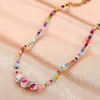 Chaînes Europe et États-Unis Colliers de perles colorées Bohème Fait à la main Rétro Ethnique Clavicule Femme