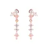 Boucles d'oreilles pendantes rose scintillant herbier grappe goutte Brincos véritable 925 argent Sterling pour les femmes bijoux fins