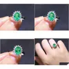 Cluster Rings Top Quality Emerald Ring Natural And Real 925 Sterling Sier For Women Engagement Gift Drop Delivery Jewelry Otpt2