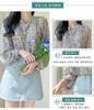 Kvinnors blusar söta blommig chiffongskjorta för våren 2024 Designkänsla nisch långärmad snygg topp