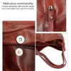Axelväskor Kvinnor Retro Casual Tote Bag Soft Pu-Leather Handväskor Damer Stora kapacitet Crossbody Vintage Hand
