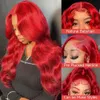 13x4 kırmızı dantel ön peruk insan saçı% 180 yoğunluklu vücut dalgası kırmızı renkli peruklar insan saçı hd şeffaf dantel ön peruk insan saç