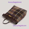 Hremms Kelyys 10a Top Quality Bag High End Tygväskor för Womens Autumn and Winter New Bag Checkered Handheld Korean Edition Original 1: 1 med riktig logotyp och låda