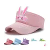 Czapki czapki Summer Baby Visor Hat Cartoon Rabbit Peaked Cap Kids Toddler Outdoor Sport Sport Casual Słońce Oddychający dzianina Elastyczna Drop Deliv Otxvn