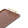 Tea Trays Wooden Serving Tray Decorative With Metal Handles Tea/drink Platter Board Ottoman Snack For Parties Bathroom