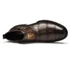 Herrläderföretag Ankelstövlar Alligator Print Dress Casual Shoes Plus Size 46 Leather Leather Suede Foder Casual Boots A19