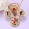 Shoes Moroccan Jewelry Sets Women Wedding Accessories with Natural Garnet Suower Necklace and Clip Earrings Ring Sets