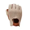 Gants de cyclisme Hommes Demi-Doigt Cuir Anti-Skid Moto Conduite Tissé Chèvre Tactile Sn Section Mince Drop Livraison Sports Plein Air Otcrv