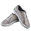 Scarpe casual Ourui Arrivo Vera Pelle di Boa Uomo Bordo Bianco Moda Pitone Serpente