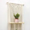 Decoratieve Platen Macrame Muur Hangende Plank Boho 3 Tier Handgemaakte Plant Planken Voor Keuken Home Decor Drijvende Plantsr