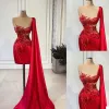 Robe de bal courte et Sexy, col transparent, fleurs faites à la main en 3D, avec des Appliques en dentelle, Mini robes de soirée en perles