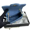 C* 4A Borsa a tracolla di qualità Distintivo dorato Denim Donna Trapuntata Borsa a tracolla vintage di lusso Borsa a tracolla mini tendenza Portamonete con patta classica Xssct