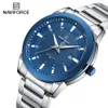 Reloj NAVIFORCE para hombre, reloj de pulsera de cuarzo resistente al agua de acero inoxidable a la moda, reloj luminoso de negocios para hombre, envío directo