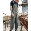 Straight Tube Trousers Man Soild Bib Overalls Fashion Relaxed Fit Casual Jumpsuit Men Pants Lightweight Overalls With