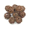 Decoração de festa 10pcs 5cm / 6cm Natural Decorativo Vime Rattan Bolas Casa Ornamento Árvore de Natal Jardim Mesa de Café de Casamento