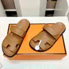 Oran Slides designer sandalen nieuwste damesslippers Topkwaliteit zwarte herensandaal 100% kalfsleer Platform flip werk Designer Slippers cuir Zomer sandles schoenen