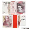 Autres fournitures de fête festives Prop Money Jouets UK Livres GBP Britannique 10 20 50 Fausses notes commémoratives Jouet pour enfants Cadeaux de Noël Dhbgo