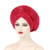 Scarves Woman African Turban Caps For Wedding Outdoor Travel Breathable Sequins Weather