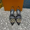 Lyxdesigner Kvinnor Sandaler Madeleine High Heel Silk Sandaler Fashion Elegant Casual Pointed Ballet Flat Shoes Storlek: 35-42