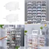 Boîtes de rangement Bacs Clear Fold Chaussures en plastique Case Épaissi Boîte transparente Porte Accueil Placard Organisateur Étagère Stack 231114 Drop Deli Dhtbz