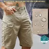 Summer Men Cargo Shorts Tactical calças curtas à prova d'água de shorts de vários bolsos de vários bolsos para cádicos de roupas para fora de casa de caça ao ar livre 240320