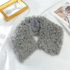 Scarves Genuine Lamb Fur Collar Shawl Scarf Winter Female Natural Coat Decoration Thickened Warm Neckerchief For Women