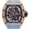 RM Relógio Piloto Relógio Popular Série RM030 RM030 Rosa Ouro Traseiro Diamante Edição Limitada Moda Lazer Esportes Relógio de Pulso