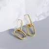 Серьги-кольца, модная серебряная цепочка со скрепками для женщин, металлическая цепочка в стиле панк, хип-хоп, двойной овальный круг, ювелирные изделия для свадебной вечеринки