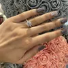 2024 Women's Fashion Wedding Rings Luxury Jewelry 925 Sterling Silver Fill Round Cut White Topaz CZ Diamond Party Eternity Couple Female Bridal Ring Set Gift