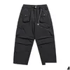 Mensbyxor Mti-Pocket Cargo Solid Color Safari Style Loose Casual Wide Ben Elastic Midjebyxor Män Droppe leveranskläder KLÄDER OTNMU