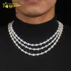 Designer Vente chaude Expédition mondiale Solide S925 Plaqué Or 3mm Croix Hip Hop Bijoux Collier VVS D Couleur Moissanite Diamant Tennis Chaîne