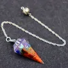 Dekorativa figurer 7 Chakra Orgonite Reiki Pendulum Pendant Design Fashion Jewelry Gift Natural Stone Chain Gemstone Rock