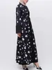 Ethnische Kleidung Eid Muslim Abayas Frauen Party Abaya Print Flare Sleeve Cardigan Marokko Kaftan Ramadan Lace-up Islam Dubai Arab Long Robe