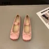 Flats designer satin ballet ballet chaussures femme rétro orteil carré arc bande élastique ballerina appartements dames soft confort mots de chaussures