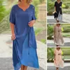 Casual Dresses Spring Summer Dress Stylish Women's Midi med V Neck Button Decor Two-Piece Contrast Color Design Soft For