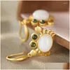 Kolczyki żyrandolowe Dangle S925 Sterling Sier Natural Hetian White Jade Cute Jade Crab Stude Elegancki i etniczny styl Luc Ot3OQ