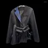 Abiti da donna 2024 Primavera Dark Girl Style Blazer Colletto a colori sfumati Design a catena in vita Cappotto su misura