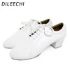 chaussures dileechi blanches en cuir authentique en cuir des chaussures de danse latine masculines chaussures de danse salsa fête de mariage chaussures baskets 4,5 cm