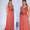 2024 Artı Boyut Gelin Önlükleri Portak Dolaşımlı İllüzyon Kadınlar İçin Resmi Elbiseler V Boyun Pileli Şifon Boncuklu Dantel Damatın Anne Elbisesi AMM161
