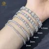 Collier et Bracelet en diamant Moissanite glacé, vente en gros d'usine, 925 Vvs, 2mm, 3mm, 4mm, 5mm, 6mm, personnalisé, chaîne de Tennis en or 10k 14k