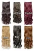 Ladies Long Wave Heat Resistant Fiber Synthetic Clip On Hair Extensions Women 5 Clips Wavy Hairpiece Accessories Black Dark Brown 1581530