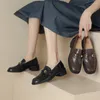 Elbise ayakkabıları kadın loafer siyah ve kahverengi yaz yuvarlak ayak parmağı kare topuk günlük rahat ofis bayan iyi görünümlü giymek