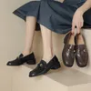 Robe chaussures femmes mocassins noir et marron été bout rond talon carré déplacement quotidien confortable bureau dame porter beau